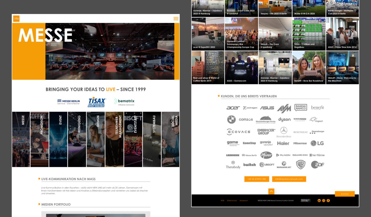 Webdesign-Referenz Newline Eventagentur – David Keiser