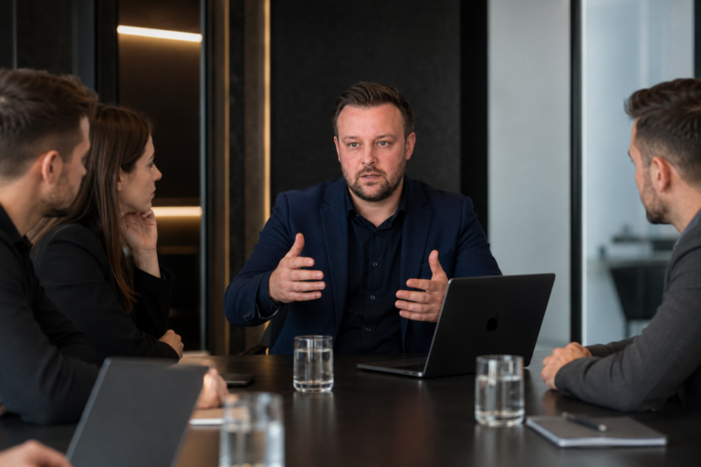 David Keiser im Strategiegespräch mit einem Kundenteam