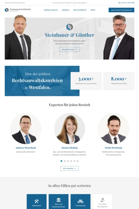 Website-Referenz Steinhauer und Günther Rechtsanwälte und Notar