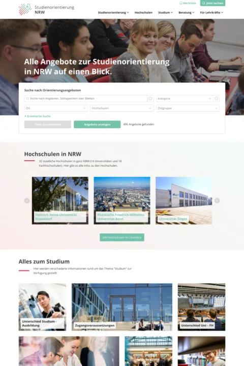 Website-Referenz Studienorientierung NRW